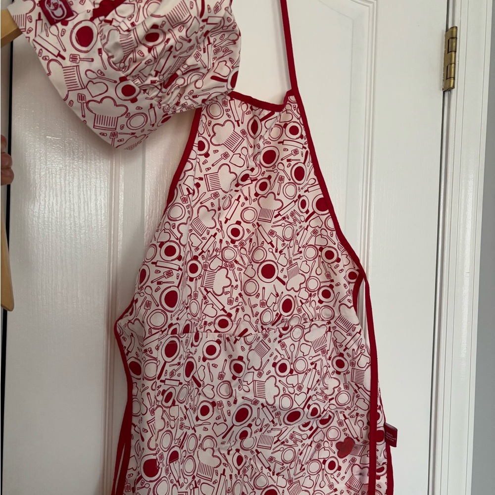 Kid’s Red and White Kitchen Apron with Chef Hat